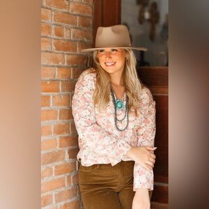 Grace and Emma Mauve Floral button down top